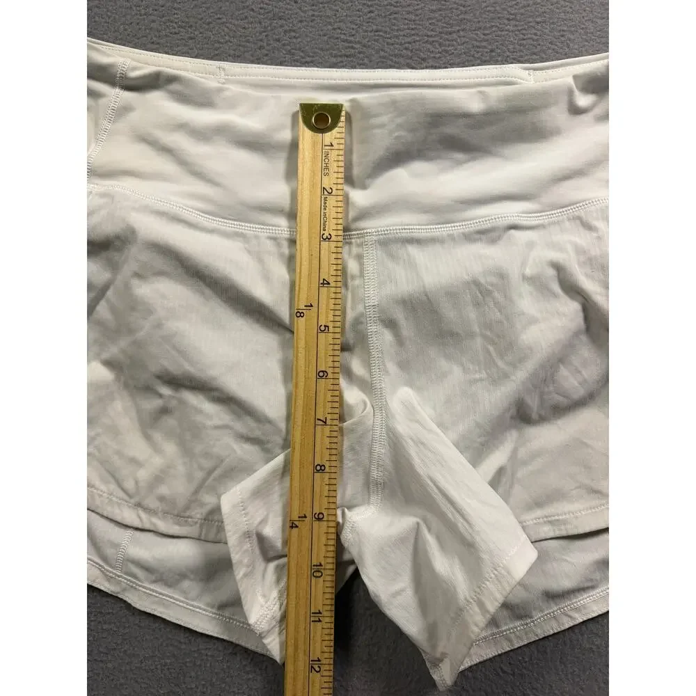 Lululemon Speed Up Low Rise Running Shorts White Lined Athletic Womens Size 6